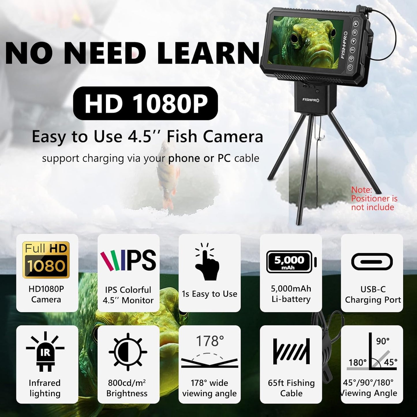 FishPRO 4.5'' Underwater Fishing Camera HD1080P